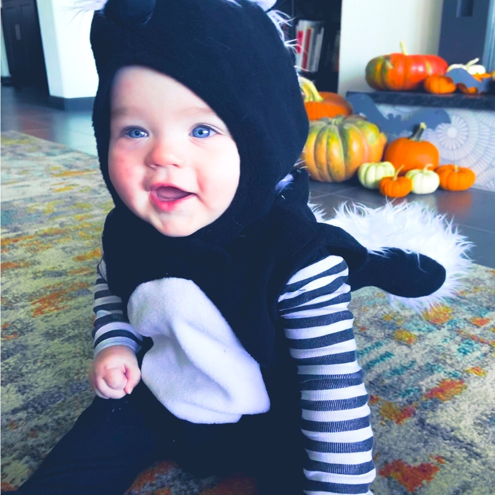 6-12 months Pottery Barn Kids baby skunk costume.